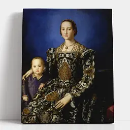 Інтер'єрна картина Портрет Елеонори Толедської, Бронзіно, Bronzino, Portrait of Eleonora di Toledo, інтер'єрний декор, 75×60 см (id6964)