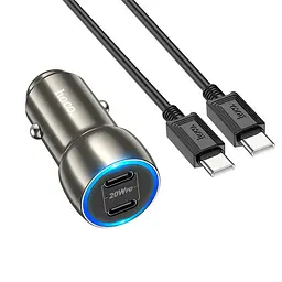 Адаптер автомобільний Type-C to Type-C Cable Tough dual port car charger Z48 синій - мініатюра 9
