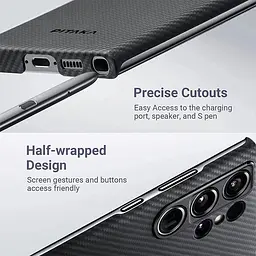 Оригінальний протиударний чохол для Samsung Galaxy S23 Ultra Pitaka MagEZ MagSafe Case 3 Twill Black/Grey KS2301U - мініатюра 10