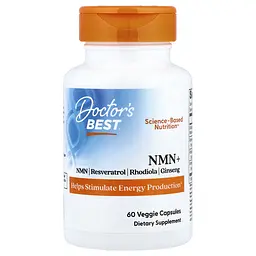 Нікотинамід з адаптогенами Doctor's Best NMN+ 60 вегетаріанських капсул