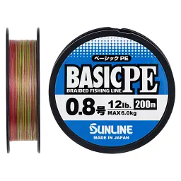 Шнур Sunline Basic PE 200 м (Multi Color) 0.8/0.153 мм 12 lb/6 кг