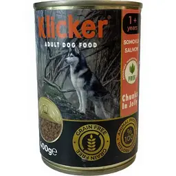Вологий корм Klicker для дорослих собак шматочки лосося в желе 400 г.