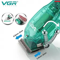 Професійна машинка для стрижки V-660 Professional Clipper Transparent Green • Акумуляторна машинка для волосся VGR V-660 - мініатюра 5