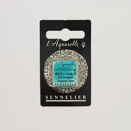 Акварельна фарба Sennelier, полукювета, S4, Бірюзово-зелений (Turquoise Green)