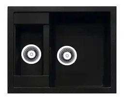 Кухонна мийка Adamant DUPLEX антрацит 610x495x200 мм, з додатковою чашею 61 см