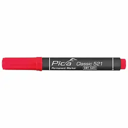 Маркер перманентний Pica 521/40 Classic Permanent Marker Chisel tip, зі скошеним носиком, червоний