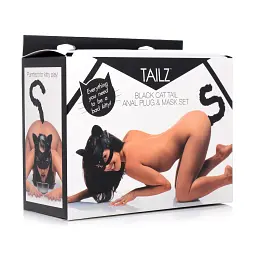 БДСМ-набір Tailz Black Cat Tail Anal Plug Mask Set рольовий у стилі кота: маска та анальна пробка з хвостом - мініатюра 10