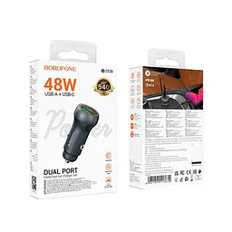Адаптер автомобільний Borofone Fresh dual port PD car charger BZ32B |1Type-C/1USB, 48W/3A, PD/QC| - мініатюра 2