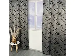 Жакардові штори "геометрія" чорного кольору на тасьмі 2шт. 150х270 ALBO pbe0052389 - мініатюра 8