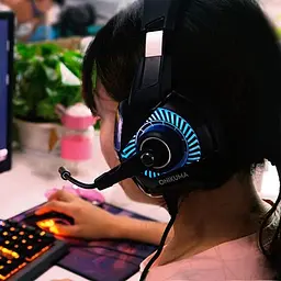Дротова ігрова гарнітура Onikuma Gaming with LED K6, USB, 3.5mm, 2m, black-blue - мініатюра 9