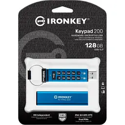 USB флеш накопичувач Kingston 128GB IronKey Keypad 200 AES-256 Encrypted Blue USB 3.2 (IKKP200/128GB) - мініатюра 6