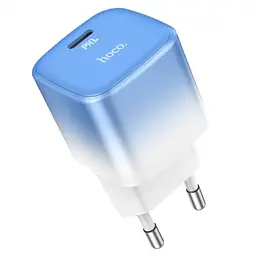 Мережевий зарядний пристрій Hoco C101A single port PD20W charger 1 порт біло блакитний