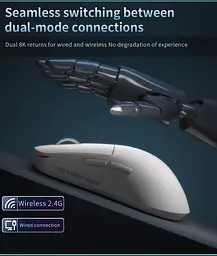 Бездротова ігрова миша Darmoshark X6 MAX Dual-Mode 2.4G/USB-C PAW3950 Біла - мініатюра 6
