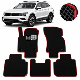 Килимки в салон EVA для Volkswagen Tiguan II USA Allspace 2015- з підп'ятником Чорні-Червоний кант 5 шт