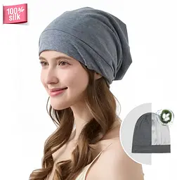 Шапочка з підкладкою MaryuPHair з натурального шовку (сірий)