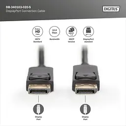 Кабель DisplayPort, тип DP M/M, 2,0 м, колір чорний AK-340103-020-S DIGITUS by ASSMANN - мініатюра 2