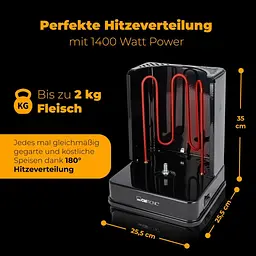 Електрошашличниця Clatronic DVG 3686, 1400 Вт, вертикальний гриль 3 в 1, шашлик, шаурма, 6 шампурів, до 2,5 кг - мініатюра 6