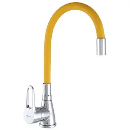 Змішувач для кухні Zerix SOP7 045 з жовтим гнучким виливом ZX2669 Хром