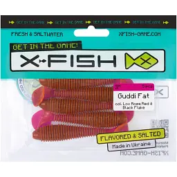 Силікон X-Fish Guddi Fat 3" Lox Rose Red & Black Flake (5шт/уп) - мініатюра 2