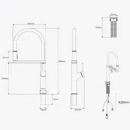 Кухонний змішувач з висувним виливом Xiaomi DIIIB (DXCF004-T) - мініатюра 7
