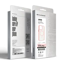 Чехол для Apple iPhone 15 Pro Max, Uniq MagCase, розовый, противоударный, панель-накладка с MagSafe, ударопрочный TPU+PC, с магнитом MagSafe, поддержка полноценной беспроводной зарядки, ArmorStandart (ARM75288) - мініатюра 6