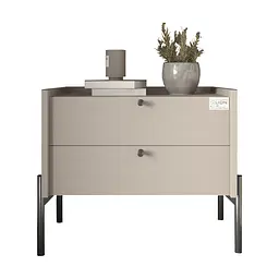 Тумба приліжкова LION Wood з двома шухлядами Кашемір (чорні ножки) (LION-041356) ТОП - мініатюра 2