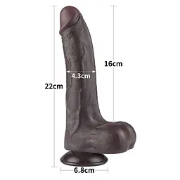 Фаломіметатор Sliding Skin Dual Layer Dong, 21.6 см (чорний) - мініатюра 6