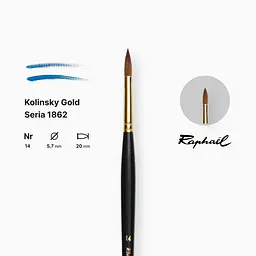 Пензель колонок круглий Raphael Kolinsky Gold, №14, професійний, довга ручка - мініатюра 2