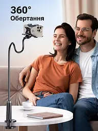 Тримач для телефона на гнучкому кронштейні UGREEN LP113 90 см для телефонів 4–7,2″ зі струбциною для поверхонь завтовшки до 80 мм з обертанням затискача на 360° із захисними силіконовими накладками чорний (80906) - мініатюра 8