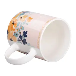 Чашка керамічна Liling Rongxiang Ceramic 400 мл з квітковим принтом бежева RX-N240139CR - мініатюра 3