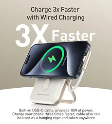 Універсальна мобільна батарея Choetech Magnetic Wireless 10000mAh 20W PD USB-C In/Out, Qi-15W - мініатюра 5