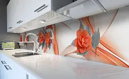 Кухонний фартух Шифонова вінілова легкість для кухні 65х250 см 3Д квіти Червоний Happy Pocket Z184998 - мініатюра 5