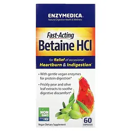 Бетаїн гідрохлорид Enzymedica Betaine HCL, 60 капсул для підтримки травної системи