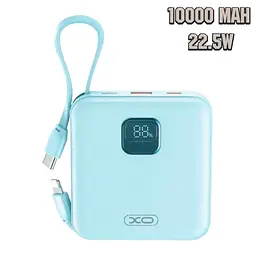Power bank 10000 mah голубой зарядка переносная павербанк для телефона XO PR235 22.5W - миниатюра 2