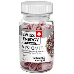 Поддержка зрения и здоровья глаз Swiss Energy Visiovit Lutein+ Blueberry+ Extract+ Zeaxanthin+ AE+ Zn витамины, минералы и каротиноиды 30 капсул