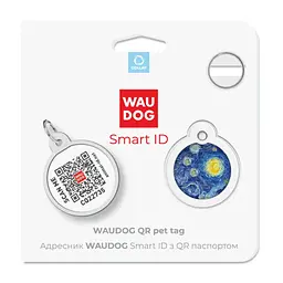 Адресник для собак і котів Waudog Smart ID з QR паспортом, Водяні лілії, S, діаметр 25 мм - мініатюра 5