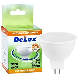 Лампочка Delux JCDR 5Вт 4100K 220В GU5.3 (90001293) - мініатюра 2