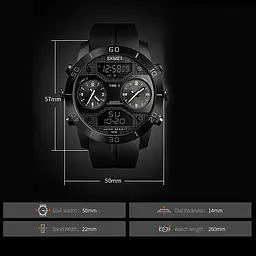 Наручний годинник чоловічий Skmei 1355 Black, 1355BK (17127) - мініатюра 4