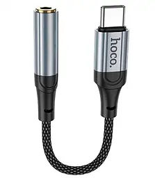 Перехідник для телефона Hoco LS36 type c на 3.5 мм 0.12m компактний адаптер usb c на jack 3.5 аудіоконвертер Сірий