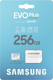 Samsung Мапа пам'яті Samsung microSD 256GB C10 UHS-I R130MB/s Evo Plus + SD - мініатюра 8