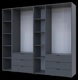 Комплект Doros Гелар з Етажеркою Графіт 2+3 ДСП 231.9х49.5х203.4 (42005057) - мініатюра 6