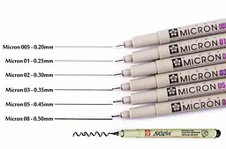 Набір лінерів Pigma Micron 6 шт + 1 лінер-пензель Pigma Brush + Pigma Micron PN в подарунок Sakura - мініатюра 5