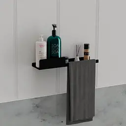 Полиця в ванну кімнату Nice & Cozy Combo з отвором для рушників чорна - мініатюра 3