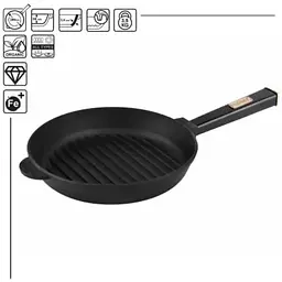 Сковорода-гриль Brizoll Optima-Black чавунна з ручкою 28х5 cм (O2850G-P1) - мініатюра 2