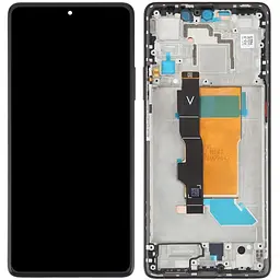 Дисплей Xiaomi Poco F5 чорний, Amoled, оригінал PRC переклеєне скло, з рамкою, Black