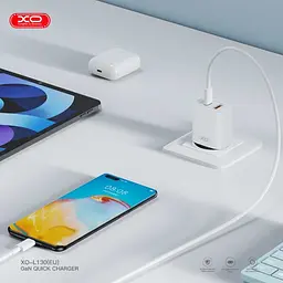 Мережевий зарядний пристрій XO L130 (EU) PD30W/QC18W (1USB-C+1USB-A) Fast charging Charger Білий - мініатюра 2