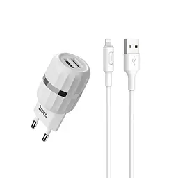 Мережевий зарядний пристрій 2USB Hoco C41A 2.4A White + USB Cable iPhone 6 - мініатюра 5