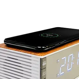 Годинник настільний з радіо Technoline WT487 Wireless Mobile Charging White/Brown (WT487), Білий - мініатюра 4