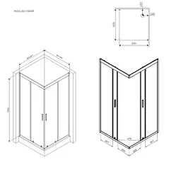 Душове огородження Square Slide AM.PM Gem 90×90 см, без піддону, чорний профіль W90UG-403-9090BT - мініатюра 12