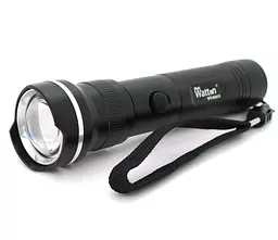 Ліхтар ручний Watton WT010 1LED CREE Q5, 5 режимів, ZOOM, 3200mah, IP40, СЗУ, 180х45х34